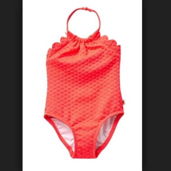 Kate Spade New York Scalloped Textured Halter Swimsuit NWT